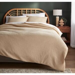 100% Cotton Threshold Burlap Brown Waffle Weave Duvet Set Full/Queen 3pc NWT
